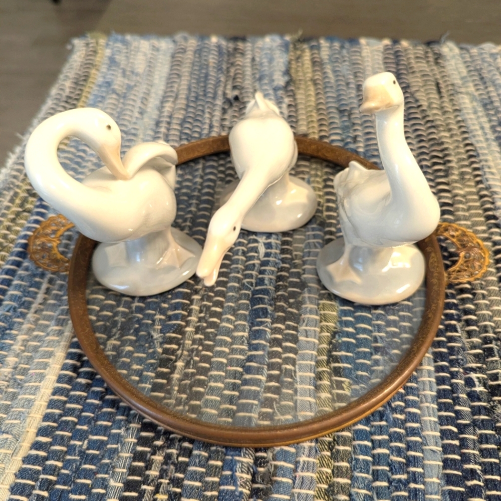 Vintage Lot of 3 Lladro Goose Geese Figurines
